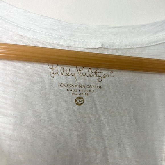 Lilly Pulitzer Pima Cotton White Tank Top with Lace Hem - Picture 4 of 6